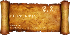 Niklai Kinga névjegykártya